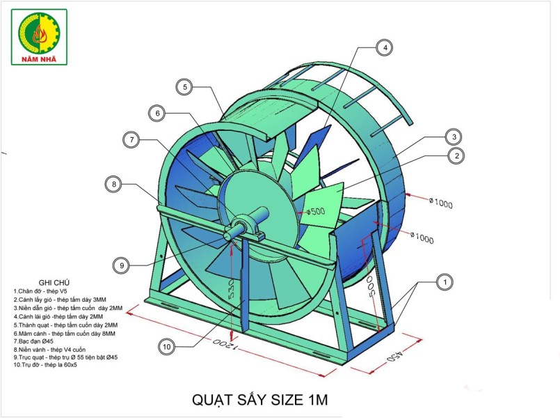Quạt sấy 1m - Vua Lò Sấy